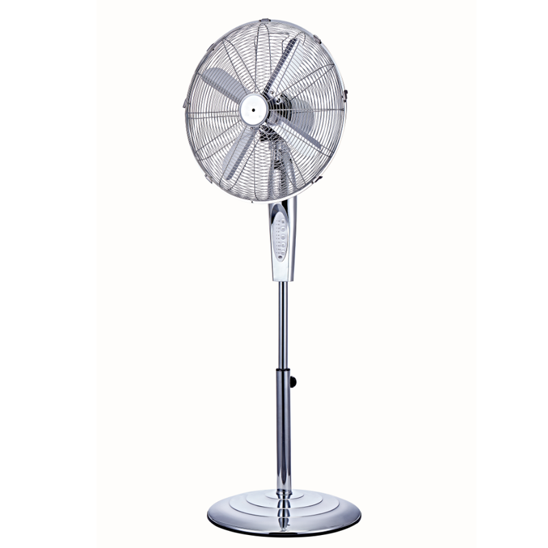 16 inch metal pedestal fan chrome color with push control